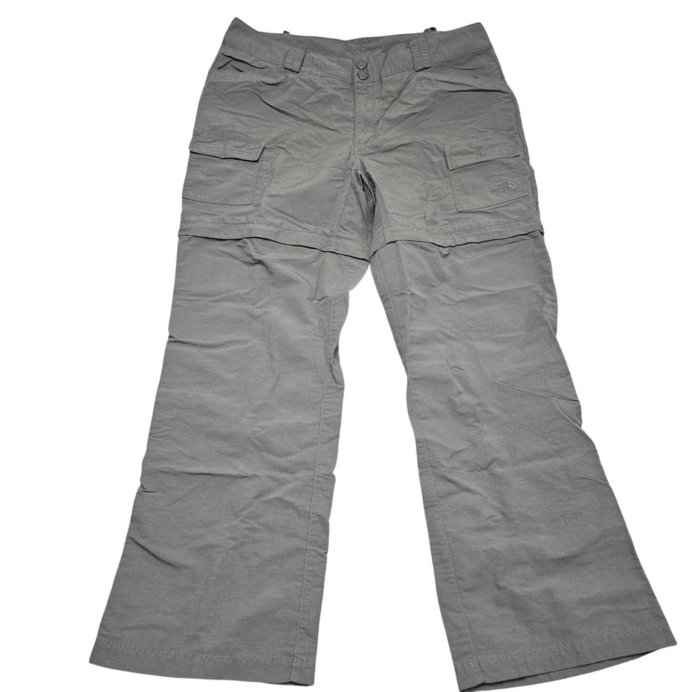 North Face Convertible Cargo Pants Sz 16 s Gray Zip Off Hiking Outdoors Gorpcore